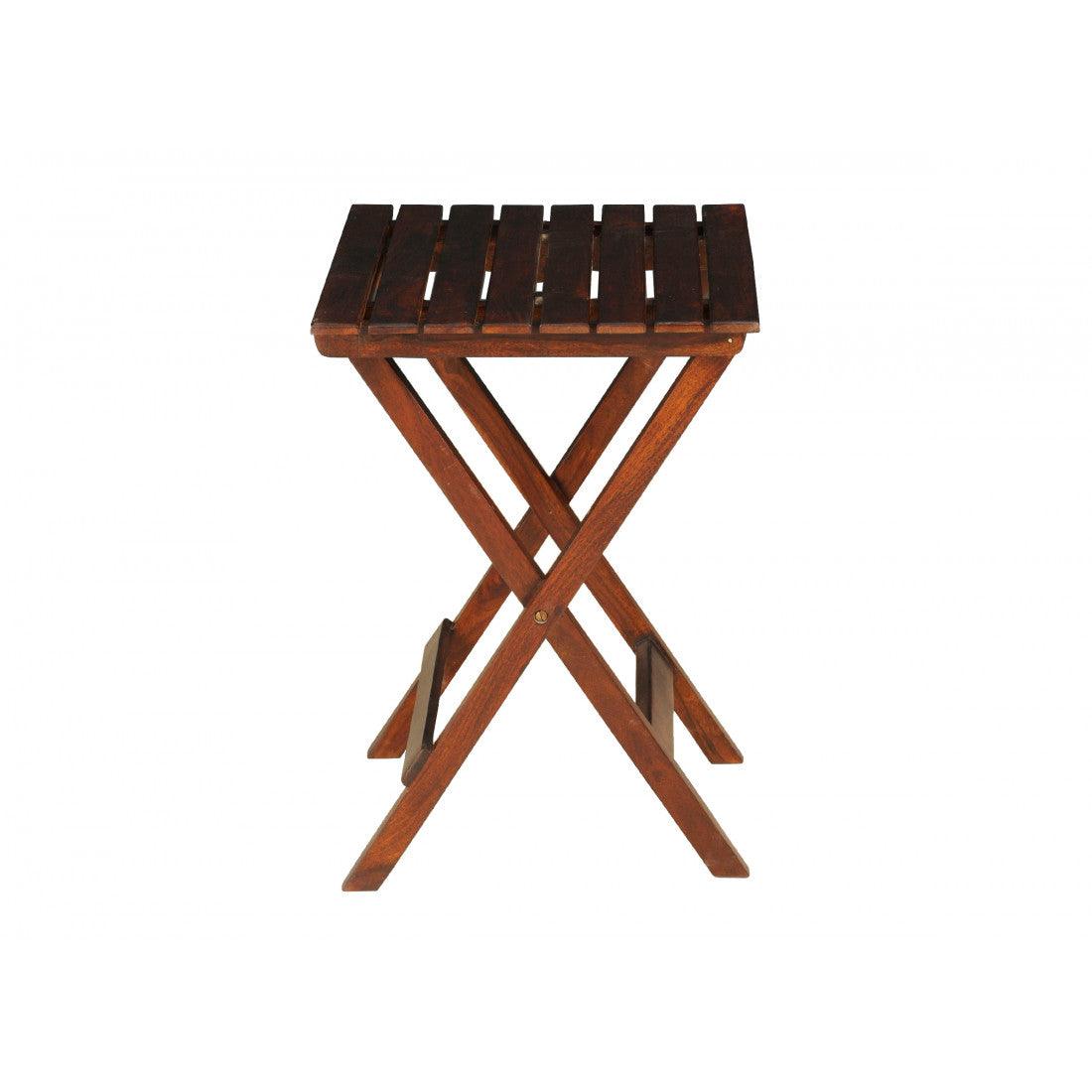 Latt Folding Table | Sheesham Wood Portable Side Table | Patio Table