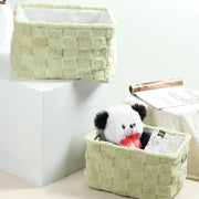 Soft Grid Plush Storage Basket Set of 2