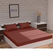 Brick Red Cotton Bedding Set With Pillow Covers | King Size