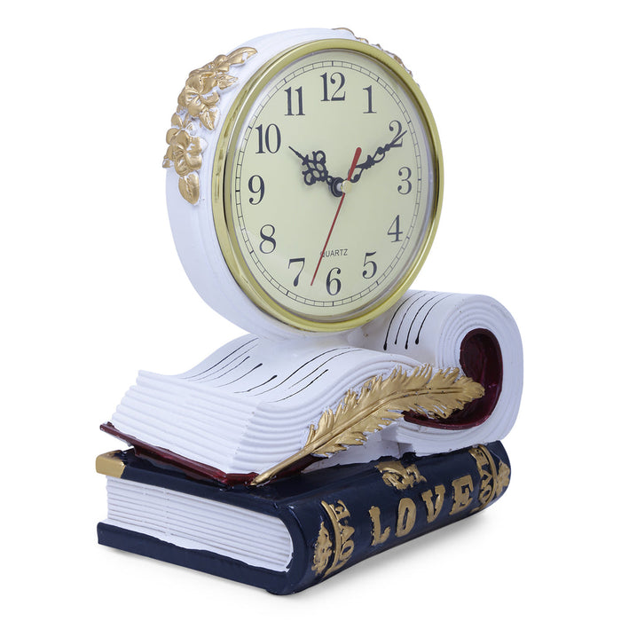 Vintage Books Tabletop Clock | Retro Book Desk & Counter Clock