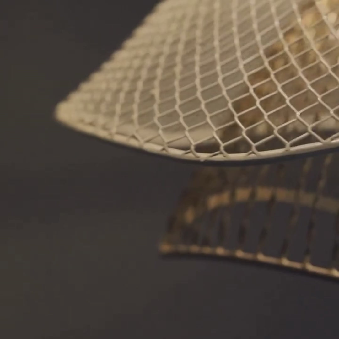 Load video: White &amp; Golden Decorative Metallic Hanging Lamp Bloom  | Ceiling Light For Home Decor