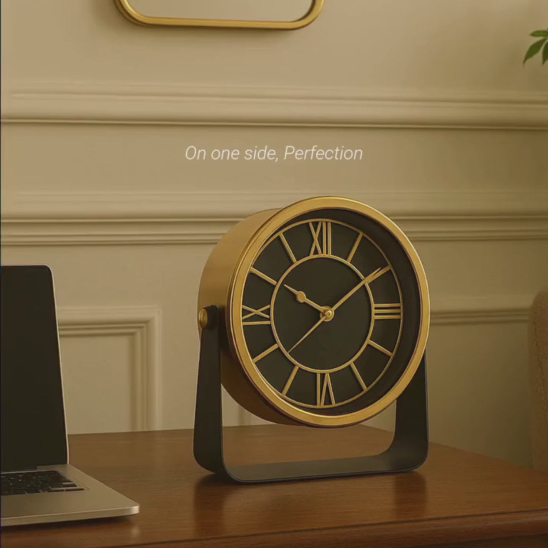 Load video: Mitsuki Modern Round Table Clock For Living Room Decor | Desk Clock