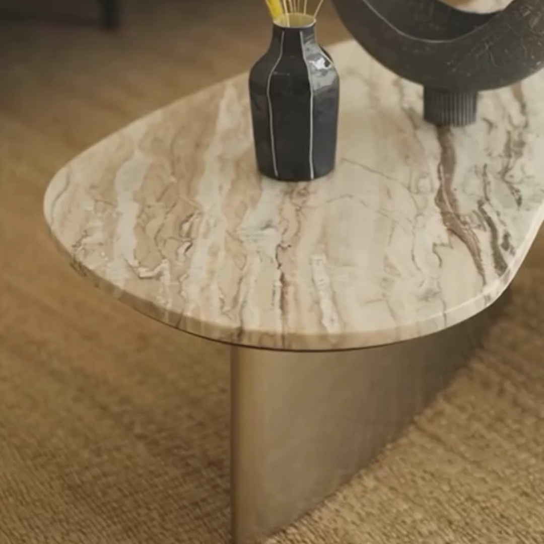 Load video: Berg Toronto Marble Coffee Table | Marble Top Centre Table For Living Room | Sofa Table