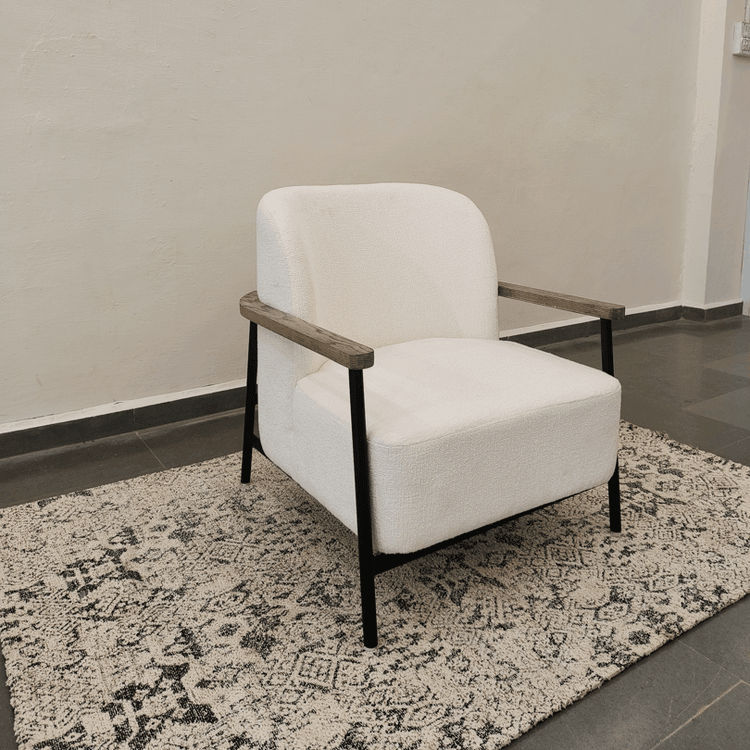 Aurora Armchair | Fabric Upholstery, Metal, Solid Ash Wood