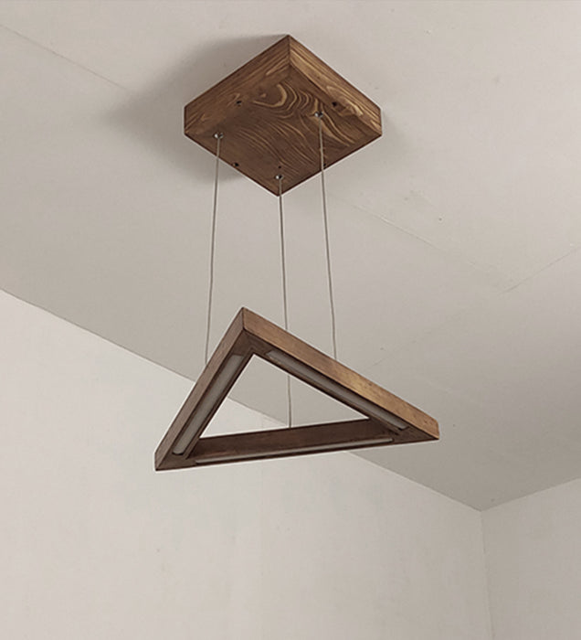 Trine Triangular Brown LED Hanging Lamp