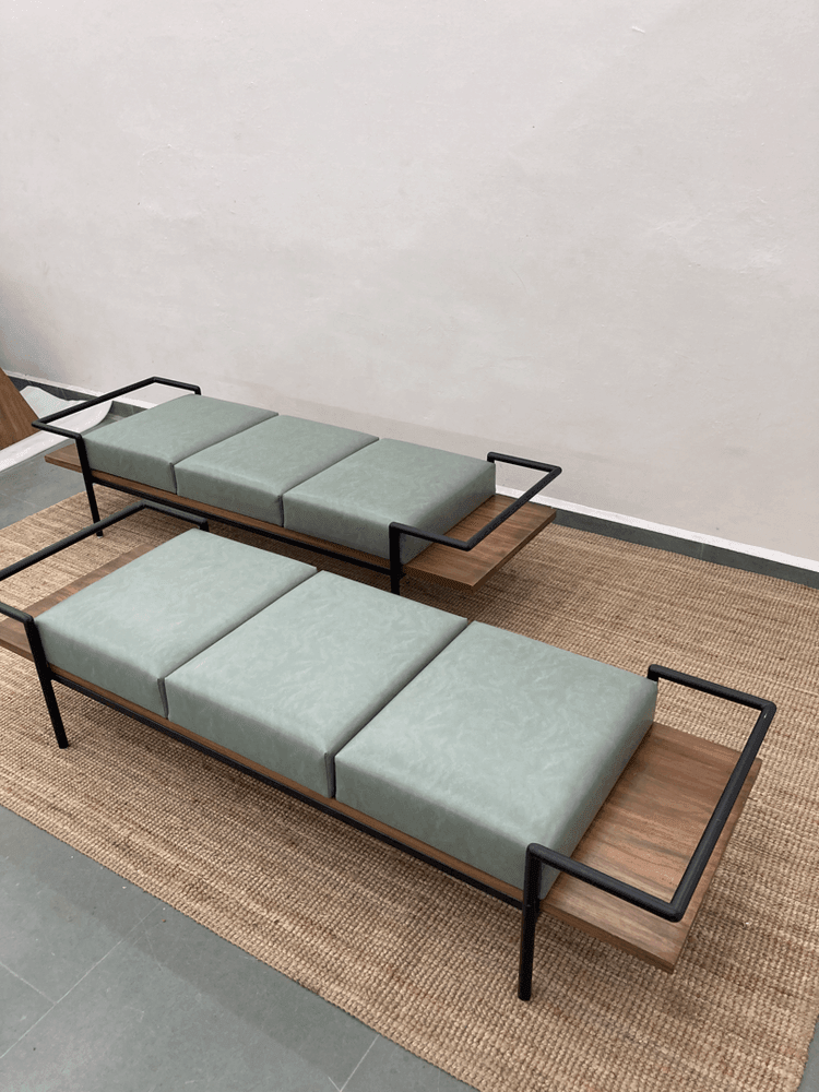 TO2 Bench | Solid Oak Wood, Fabric Upholstery, Metal