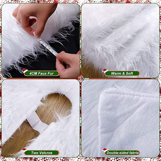 Christmas Tree Skirt - Faux Fur Christmas Tree Mat | Elegant Christmas Tree Base Mat