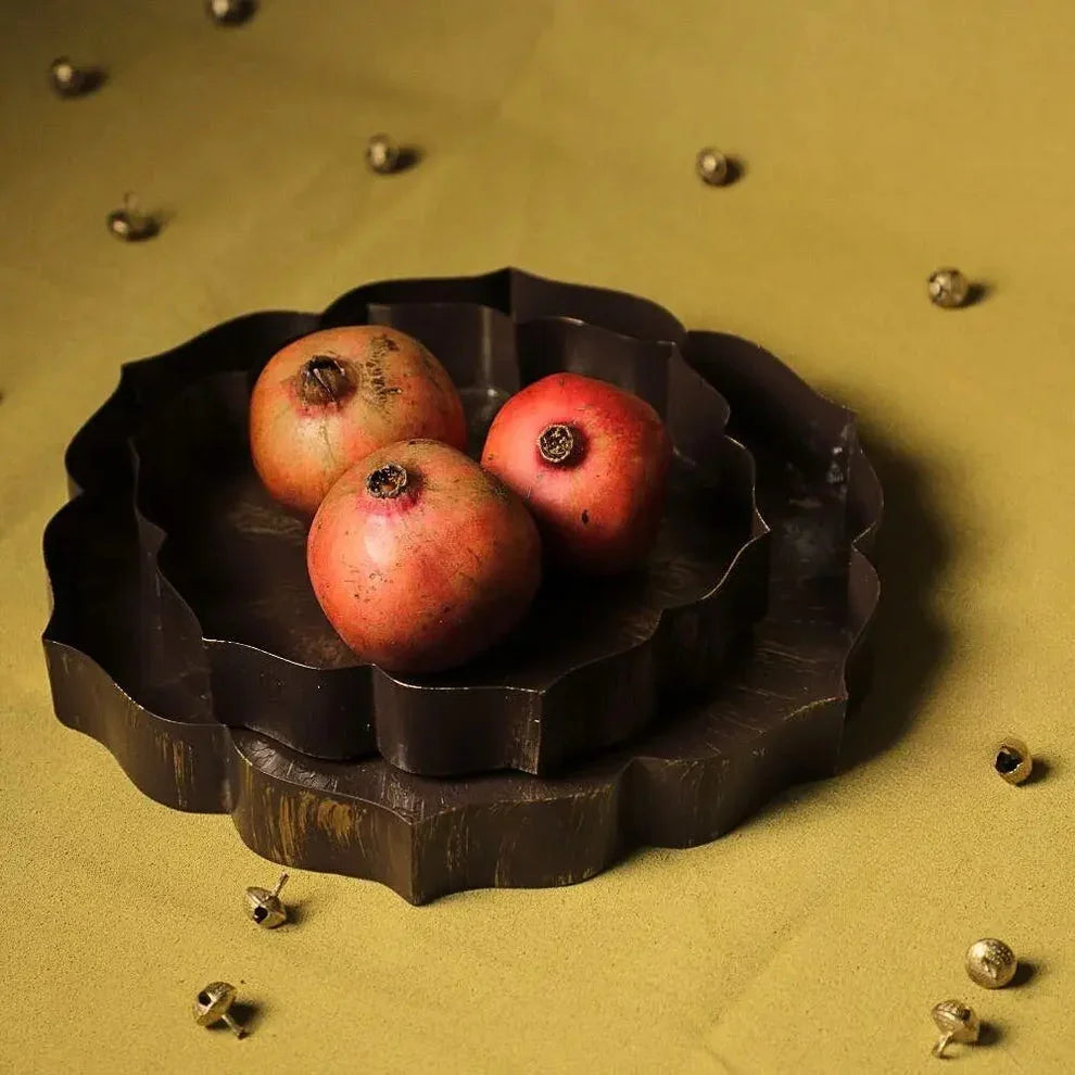 Lotus Urli Set of 2 – Decorative Metal Urli Bowls in Antique Brown for Home Décor, Pooja Room & Festive Decoration