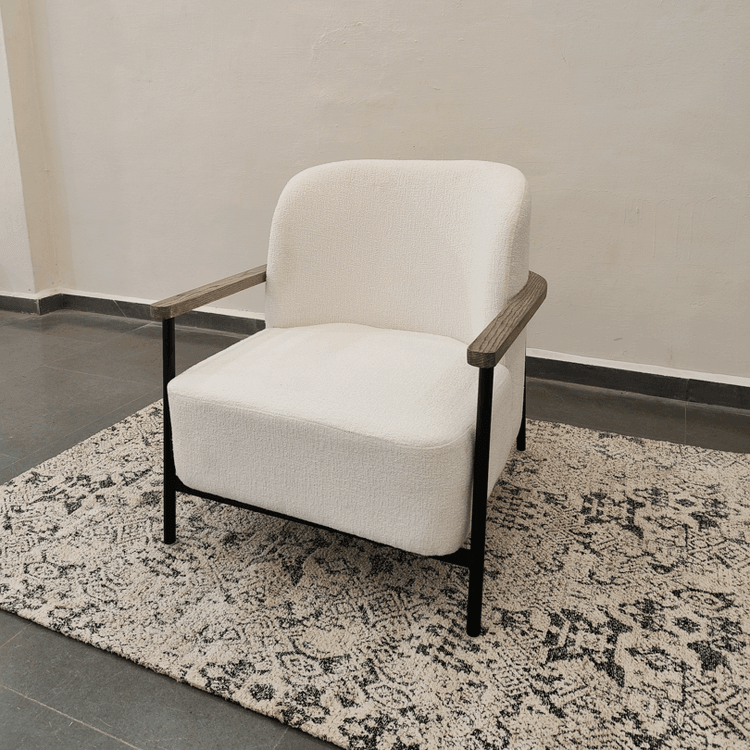 Aurora Armchair | Fabric Upholstery, Metal, Solid Ash Wood