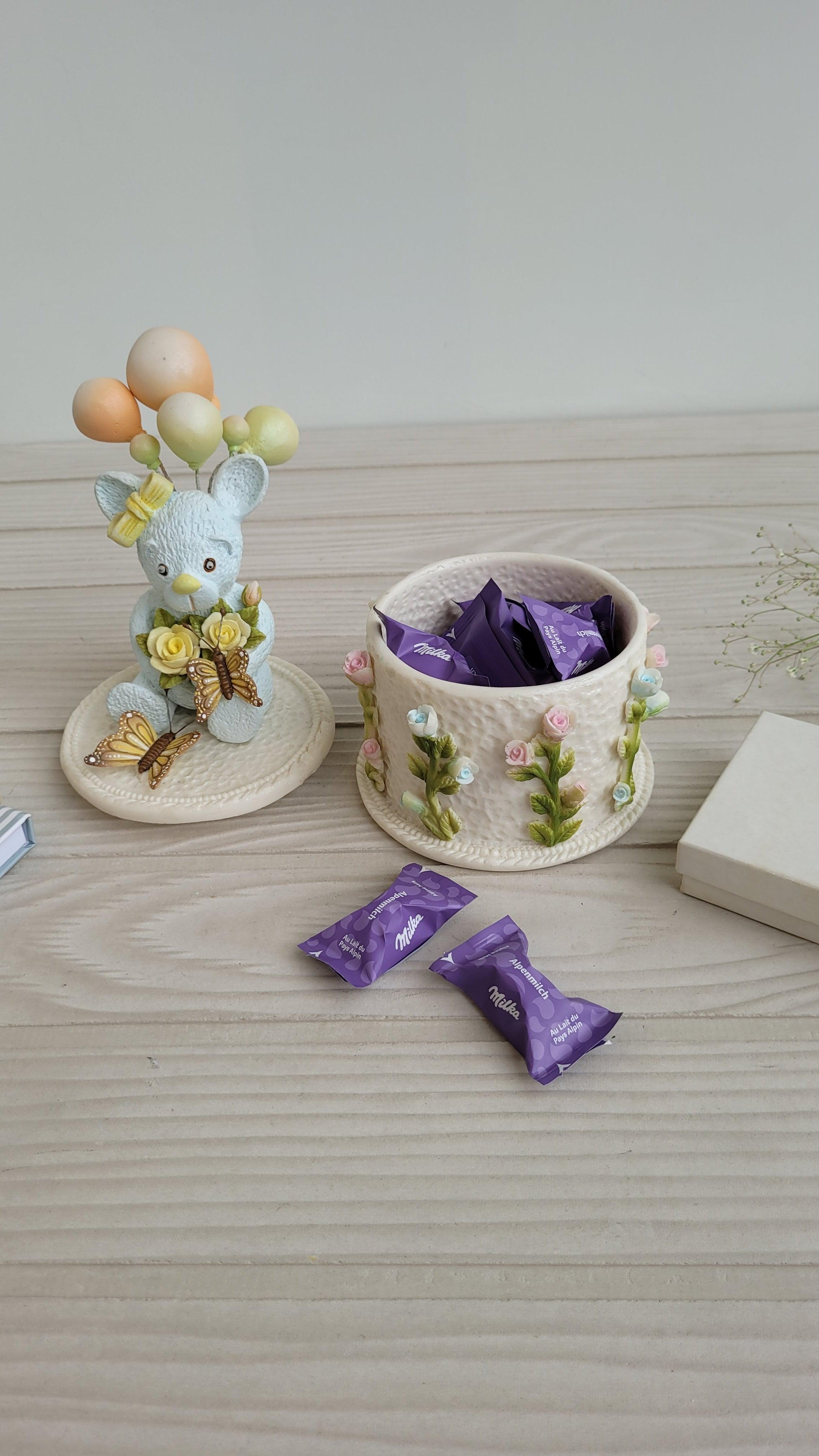 Teddy & Balloons Ivory Box