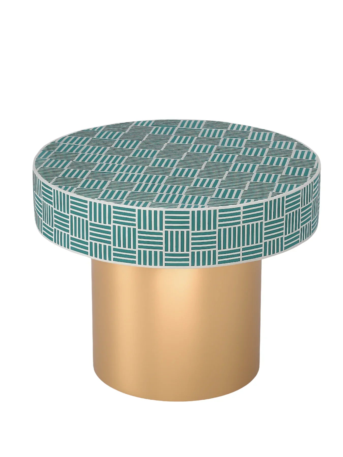 Handcrafted Inlay Round Accent Side Table