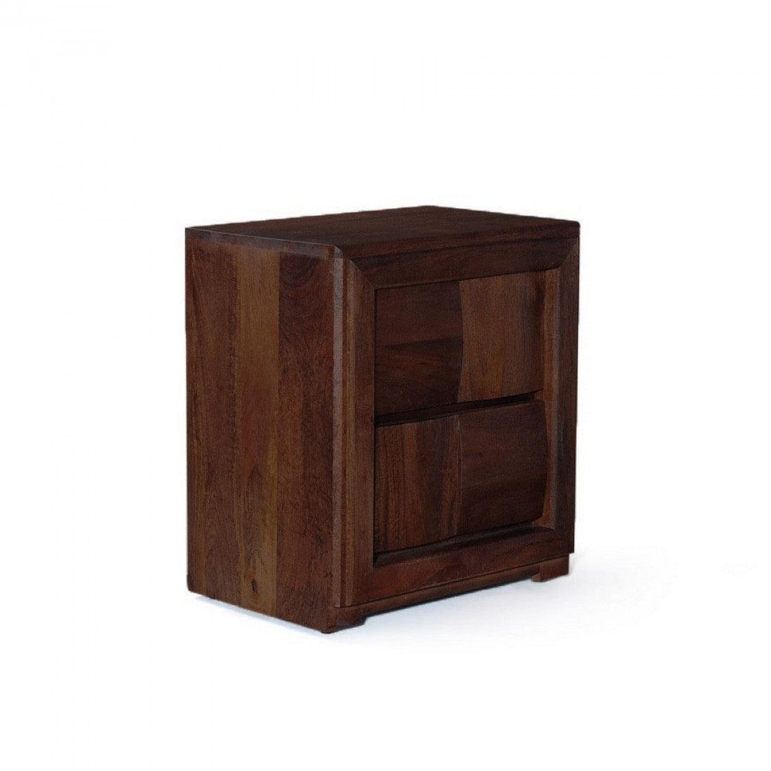 Nibley Solid Sheesham Wood Side Table with Storage | Bedside & Sofa Side Table with 2 Drawers