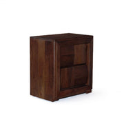 Nibley Solid Sheesham Wood Side Table with Storage | Bedside & Sofa Side Table with 2 Drawers