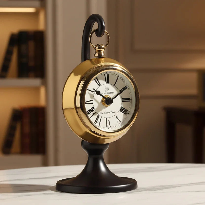 Seishi Table Clock | Minimal Desk Clock in Gold & Silver Finish for Office Decor