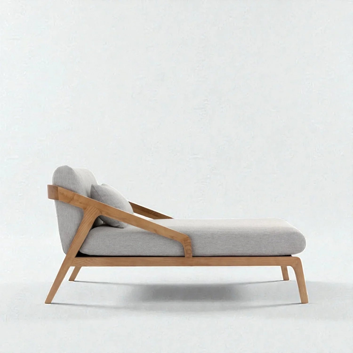 Meridin Teak Wood & Brass Buttons Chaise/Daybed