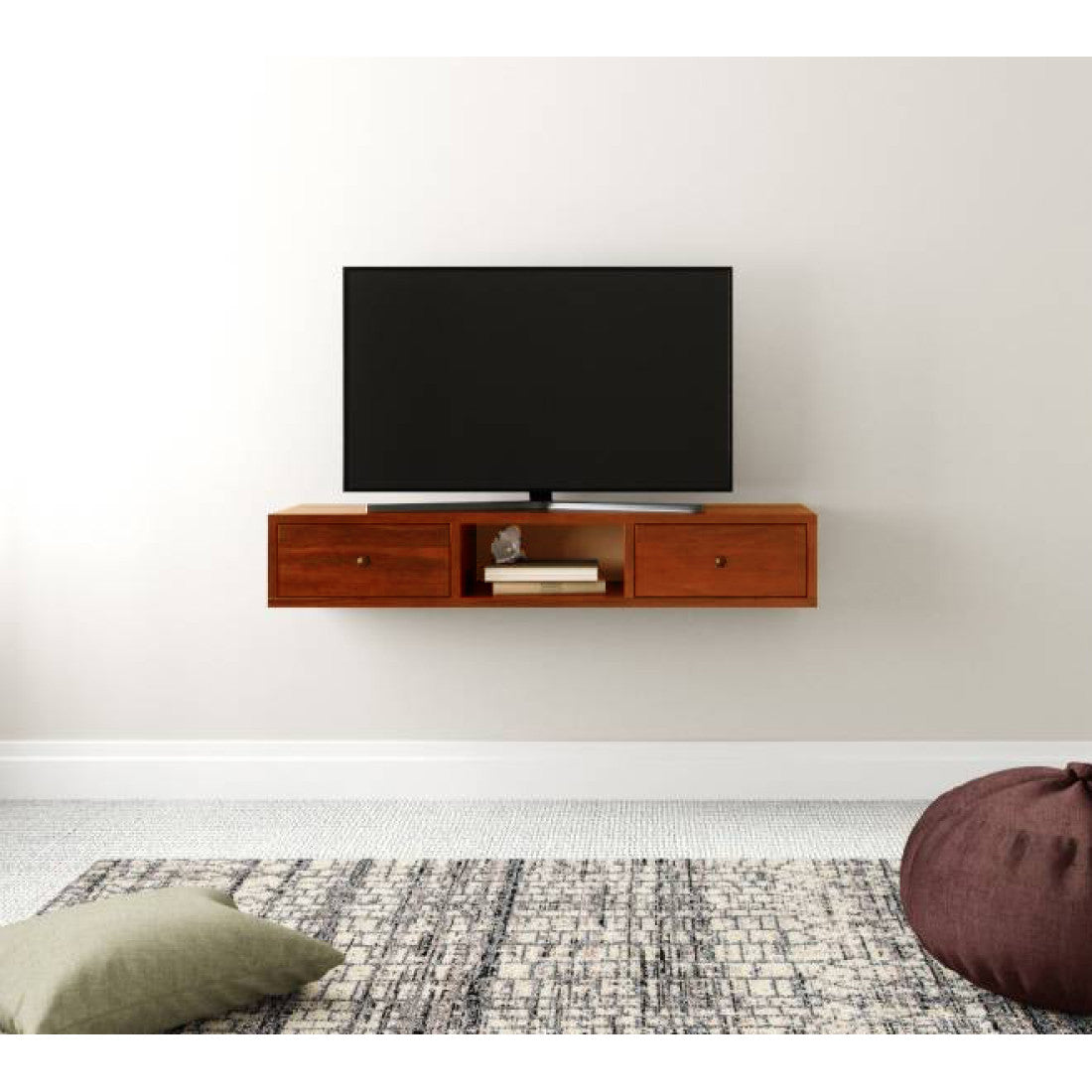 Lublin Wallshelf | Tv Unit With Two Drawer | Sheesham Wood