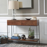 Industrial Console Table Honey | Honey and Metal Black