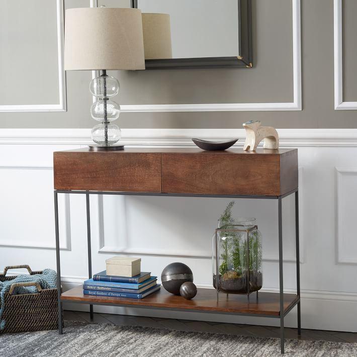 Industrial Console Table Honey | Honey and Metal Black