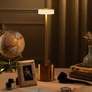 Lior Wireless LED Table Lamp for Living Room | Gold Rechargeable Cordless Lamp with Dimmable Light