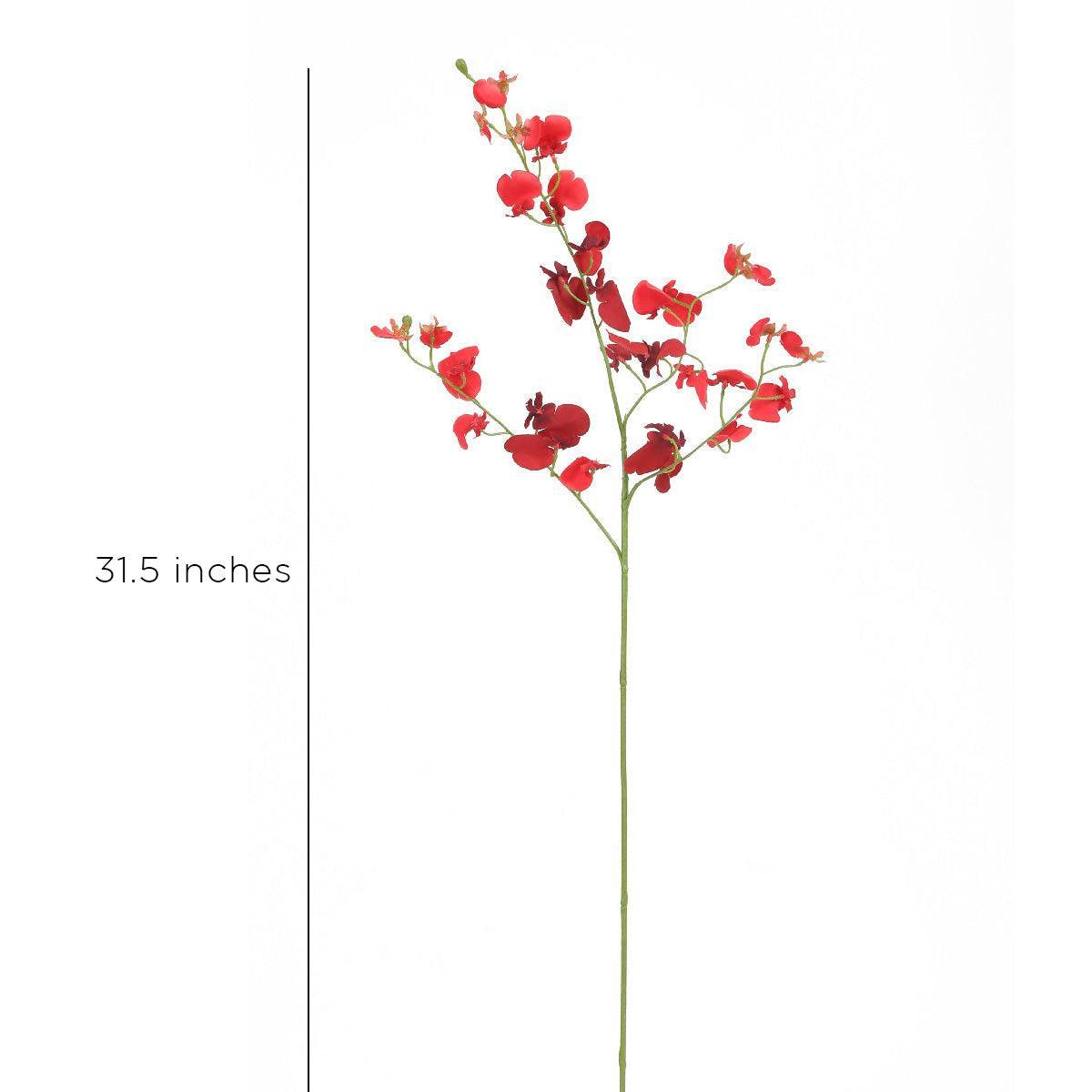 Vibrant Red Orchid Flowers | Artificial Flower for Vase - 1Pc