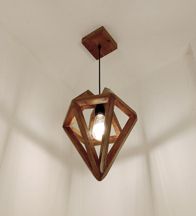 Gem Brown Wooden Single Hanging Lamp