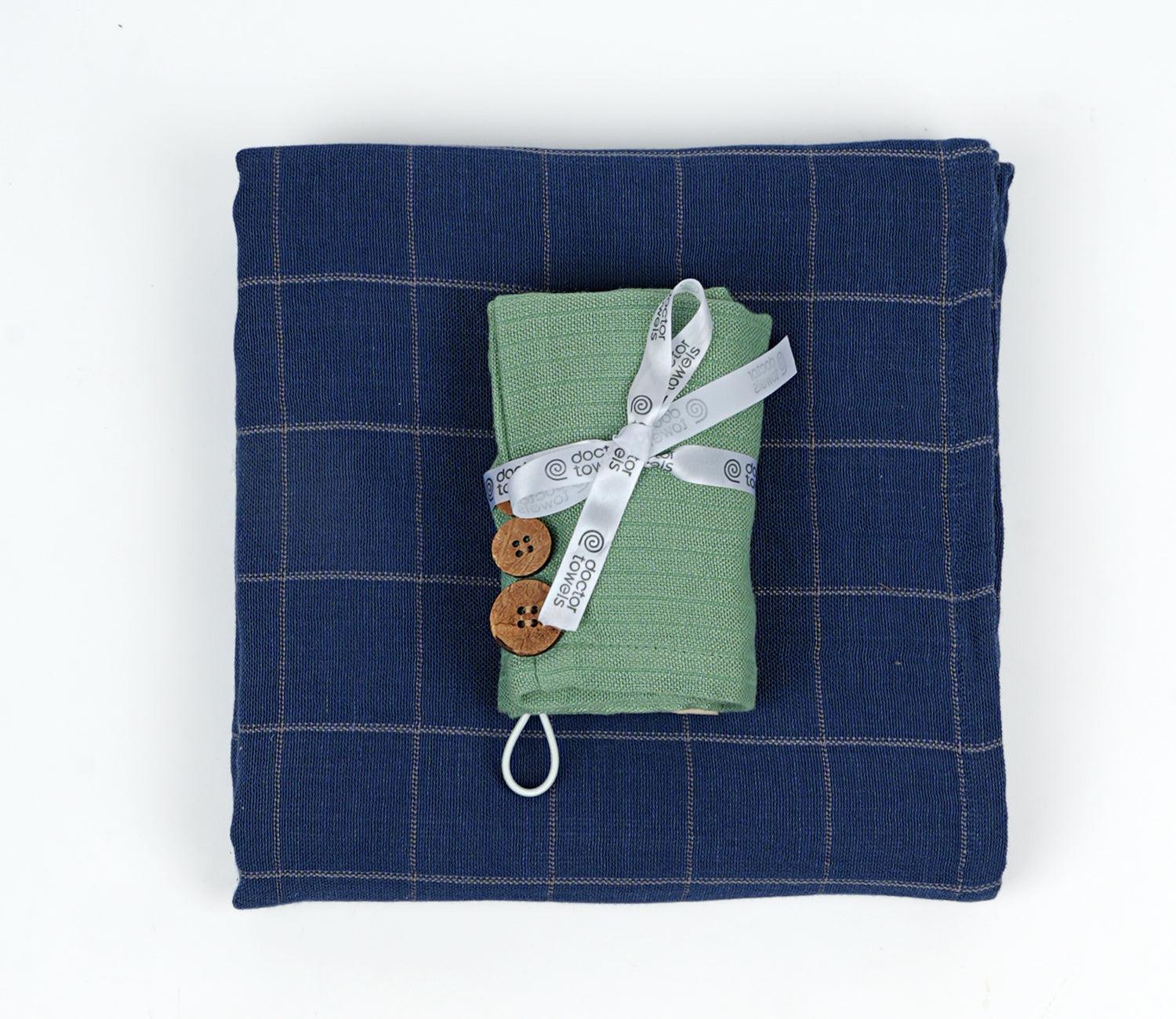 Banana Double Cloth Bath Towel + Hair Towel Combo Assorted Pack of 2