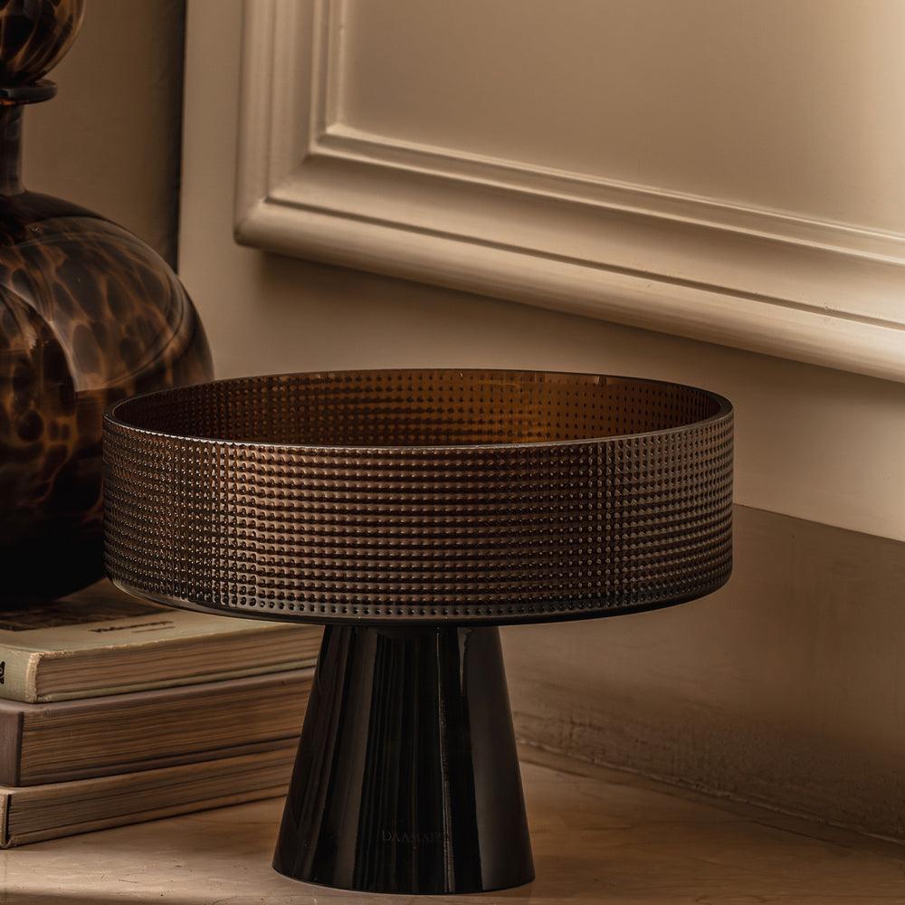 Ebony Stout Glass Flower Vase | Dark Brown Decorative Vase for Flowers | Decorative Flower Pot