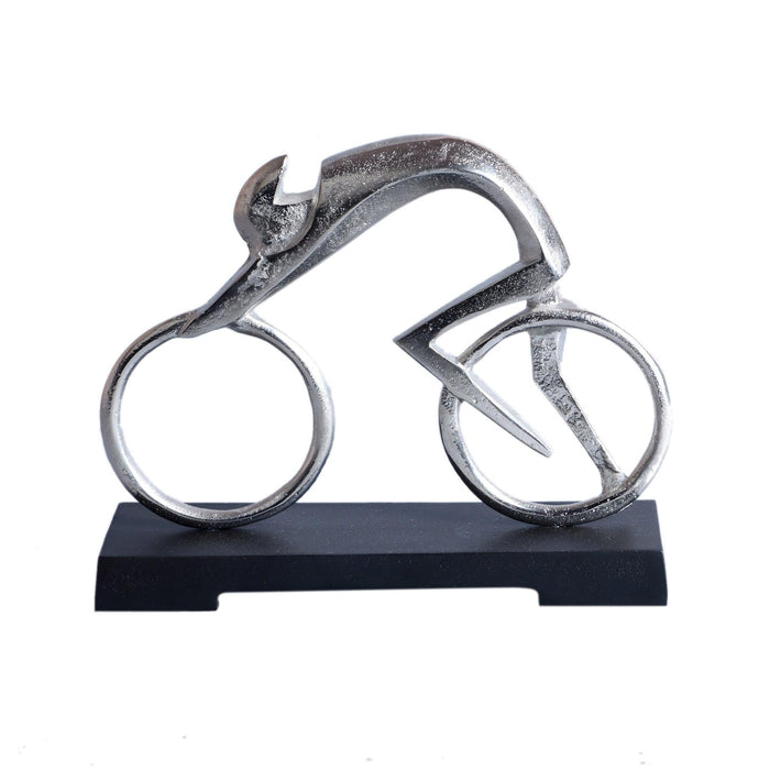Bicycle Man Aluminium Statue | Decorative Showpiece For Table Decor & Gifting