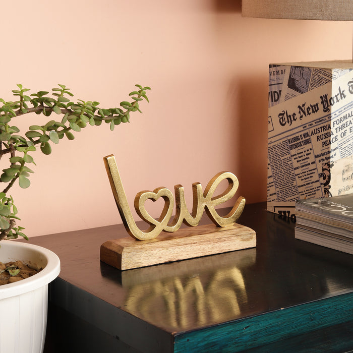 Metal Free Standing Tabletop Love Sign | - Gold