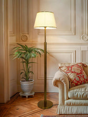 Antique Brass Floor Lamp with Fabric Shade