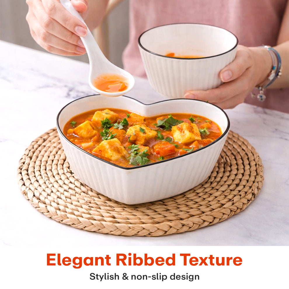 Cream Ceramic Bowl Set of 5, 580 ML Microwave & Dishwasher Safe Bowl for Serving Snacks, Dal, Rice, Noodles | Perfect for Daily Use, Gifting, Birthday, Anniversary