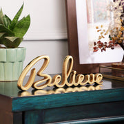 Gold Plated Freestanding Sign | Inspirational Believe Quote
