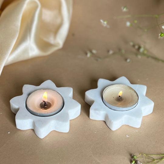 Design Marble Tea Light Holder Set of 2 | Candle Holder Stand