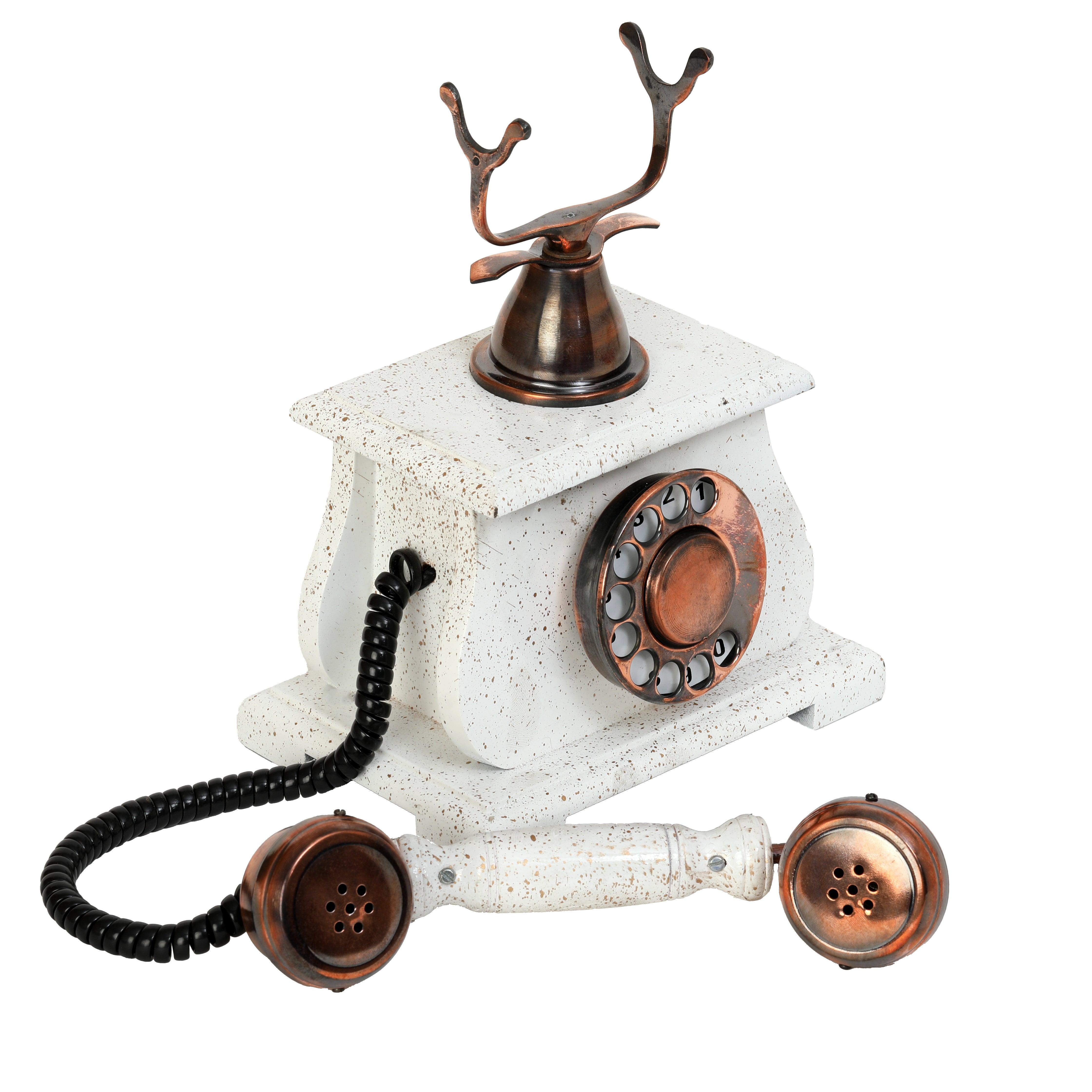 Vintage Handmade Brass and Wood Antique Telephone Royal Model