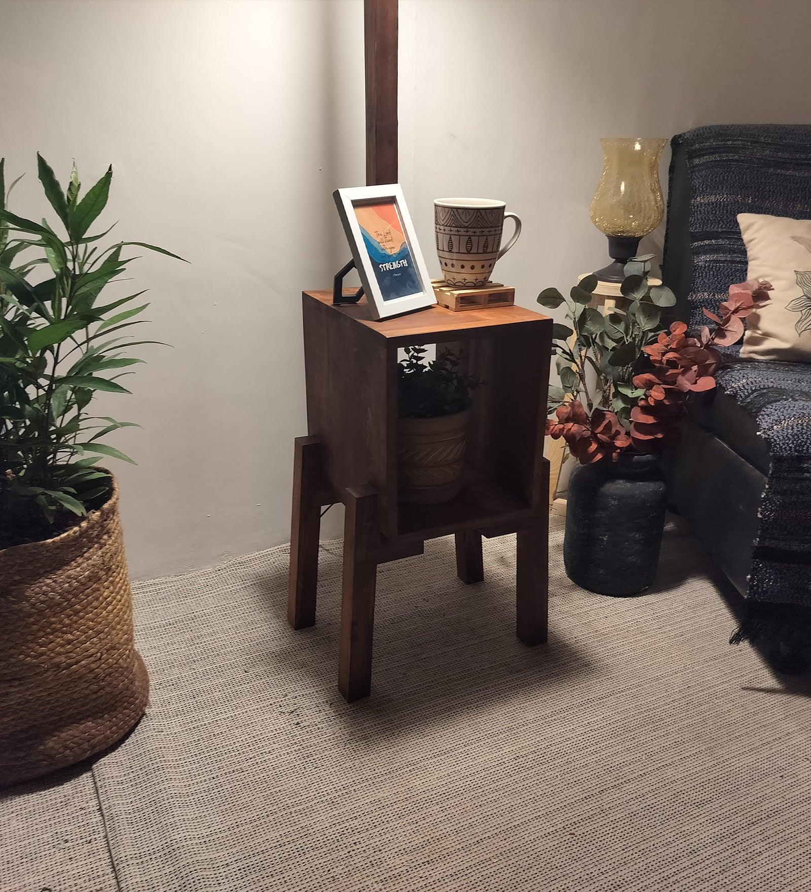 Gerard Wooden Floor Lamp with Brown Base and Jute Fabric Lampshade