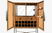 Arrow Bar Unit | Acacia Wood, Veneer, Stainless Steel, Mirror, and Oak Wood