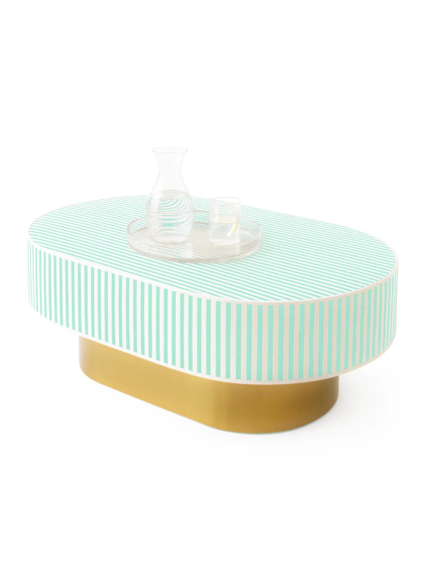 Inlay Jordan Oval Shape Coffee Table - Waterfall