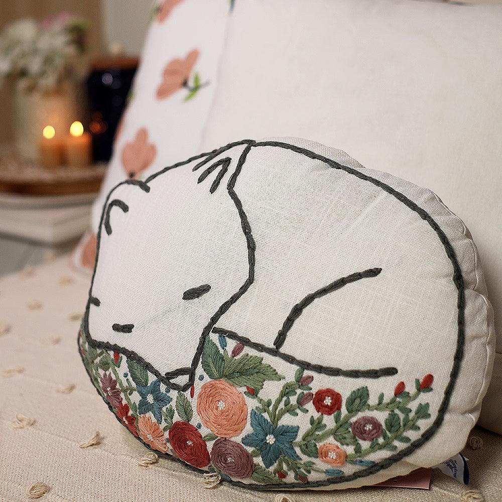 Fantastic Mr. Fox Shaped Pillow | Hand Embroidered Cotton Cushion | Kids Room Decor Cushion - 1 Pc