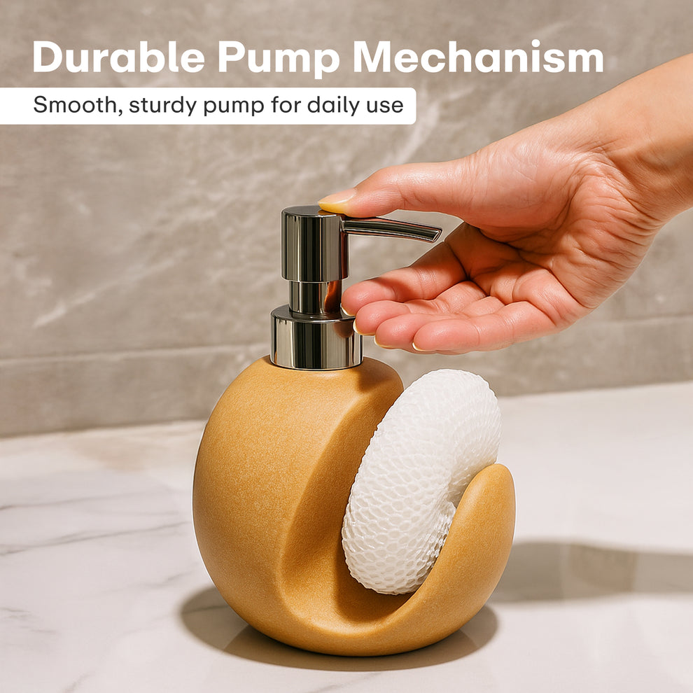 Rioware Outdoor Living Liquid Soap Dispenser, 300ml, Multipurpose Refillable Ceramic Pump for Hand Wash, Dish Wash, Shampoo, Kitchen, Bathroom, and Household Use Pack of 1, Cream