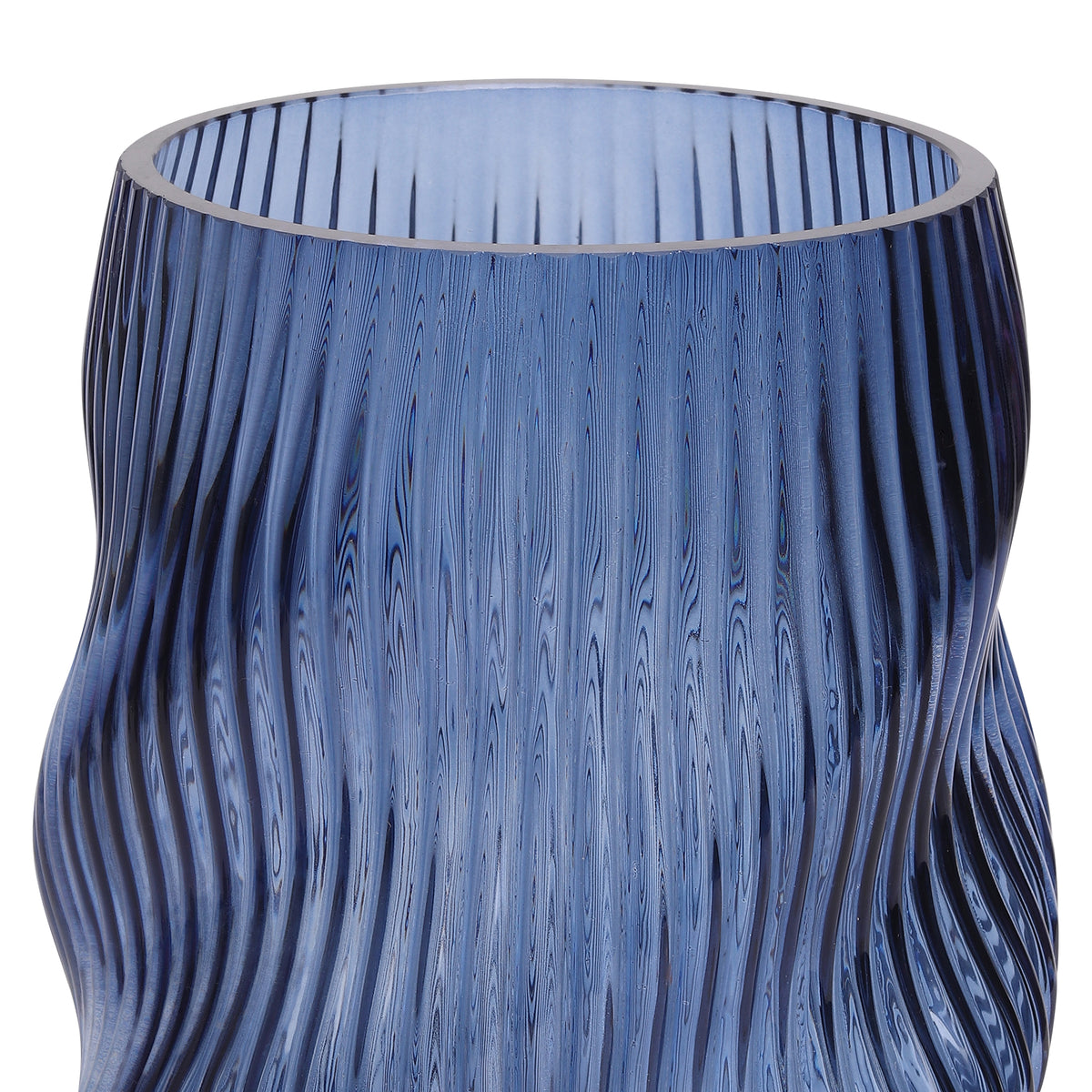 Whirly Blue Crystal Vase