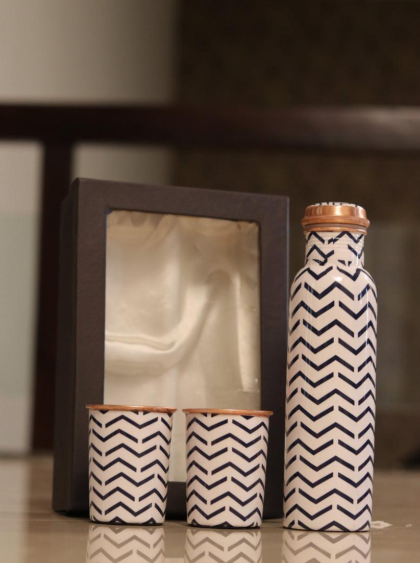 Printed Copper Bottle Set & Tamba Bottle Set for Drinking | Stylish Office Carrying Bottles