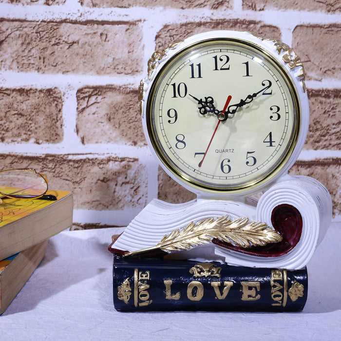 Vintage Books Tabletop Clock | Retro Book Desk & Counter Clock