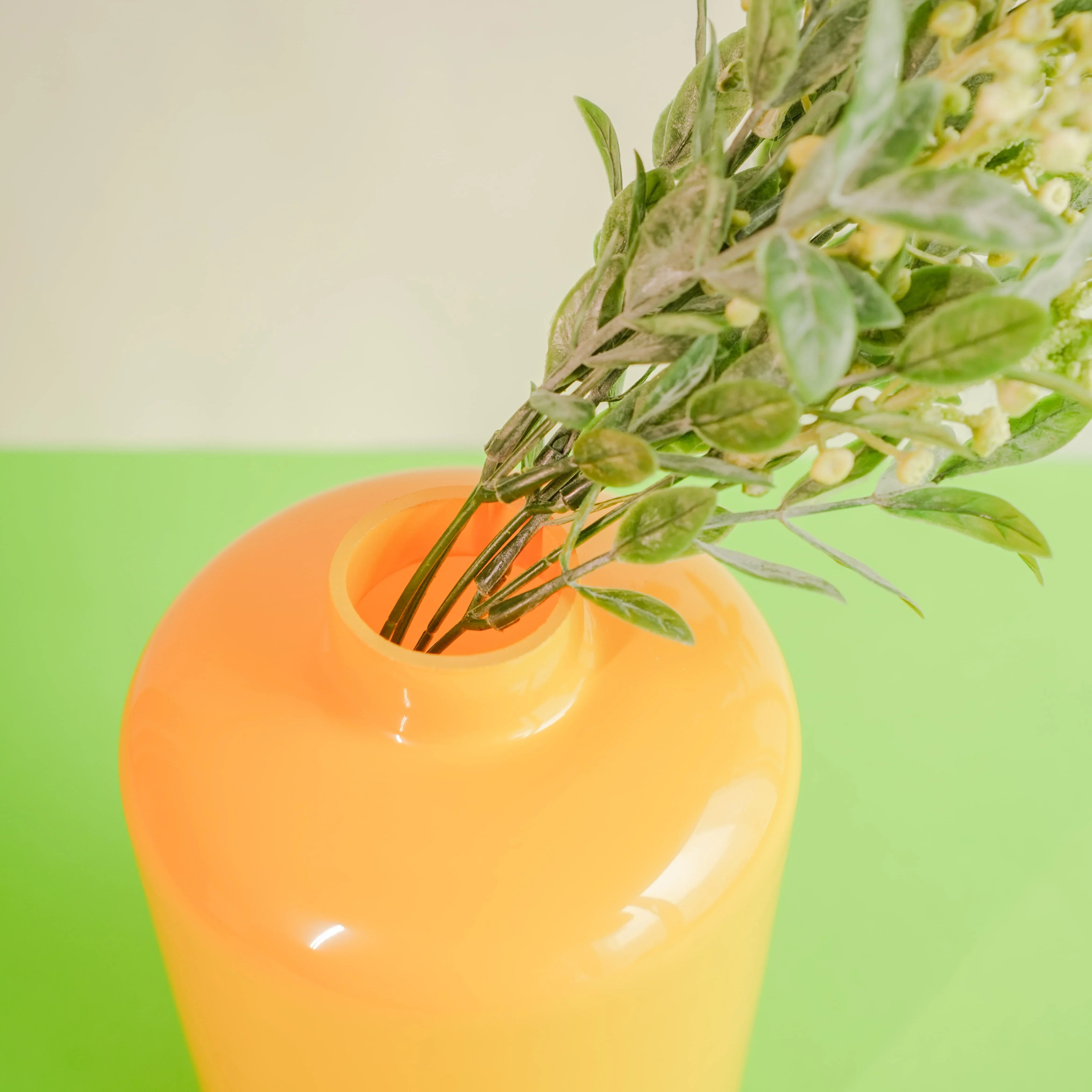 Art Decor Orange Art Glass Vase