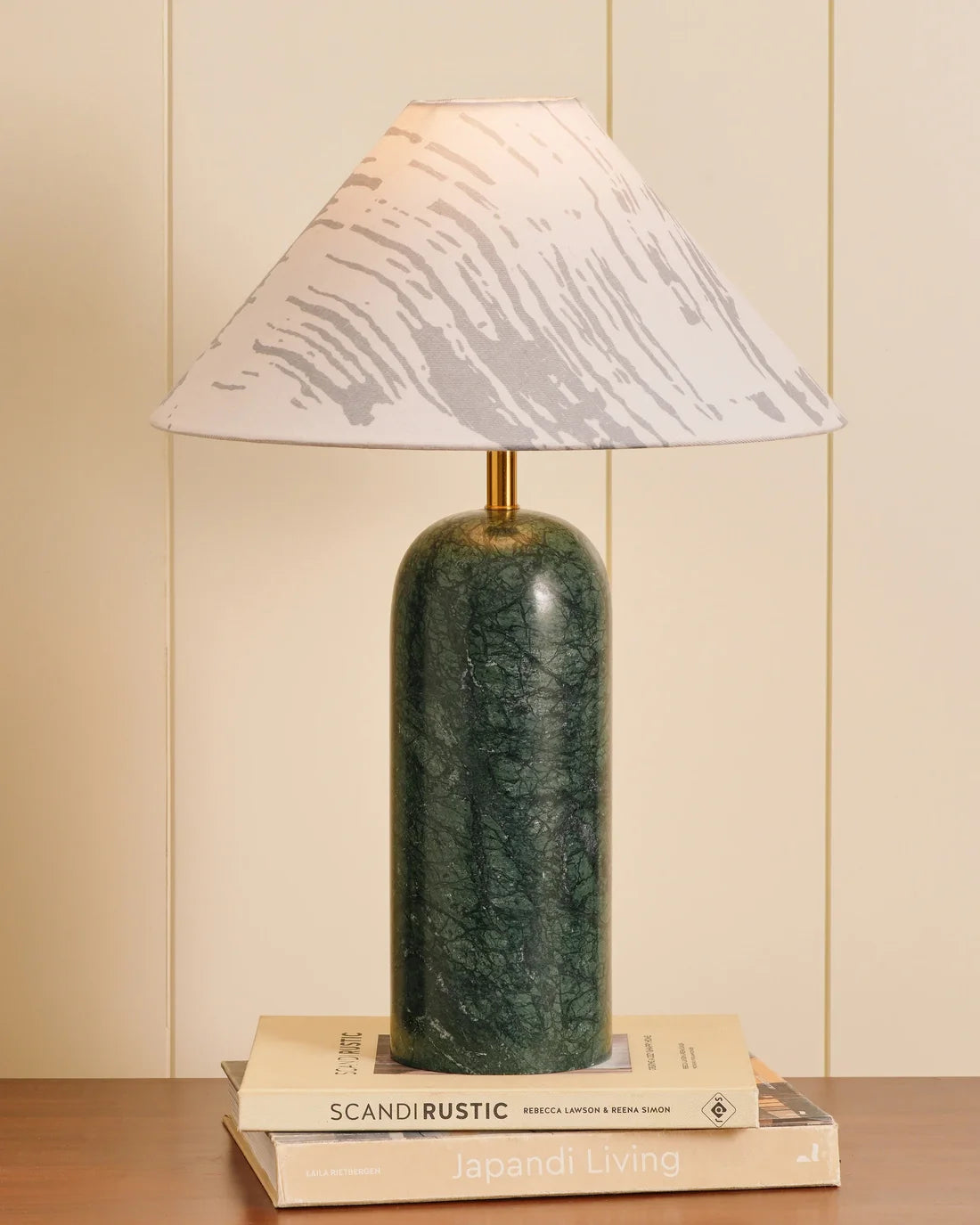 Plinth - Baroda Green & Linen lampshade | Table Lamp