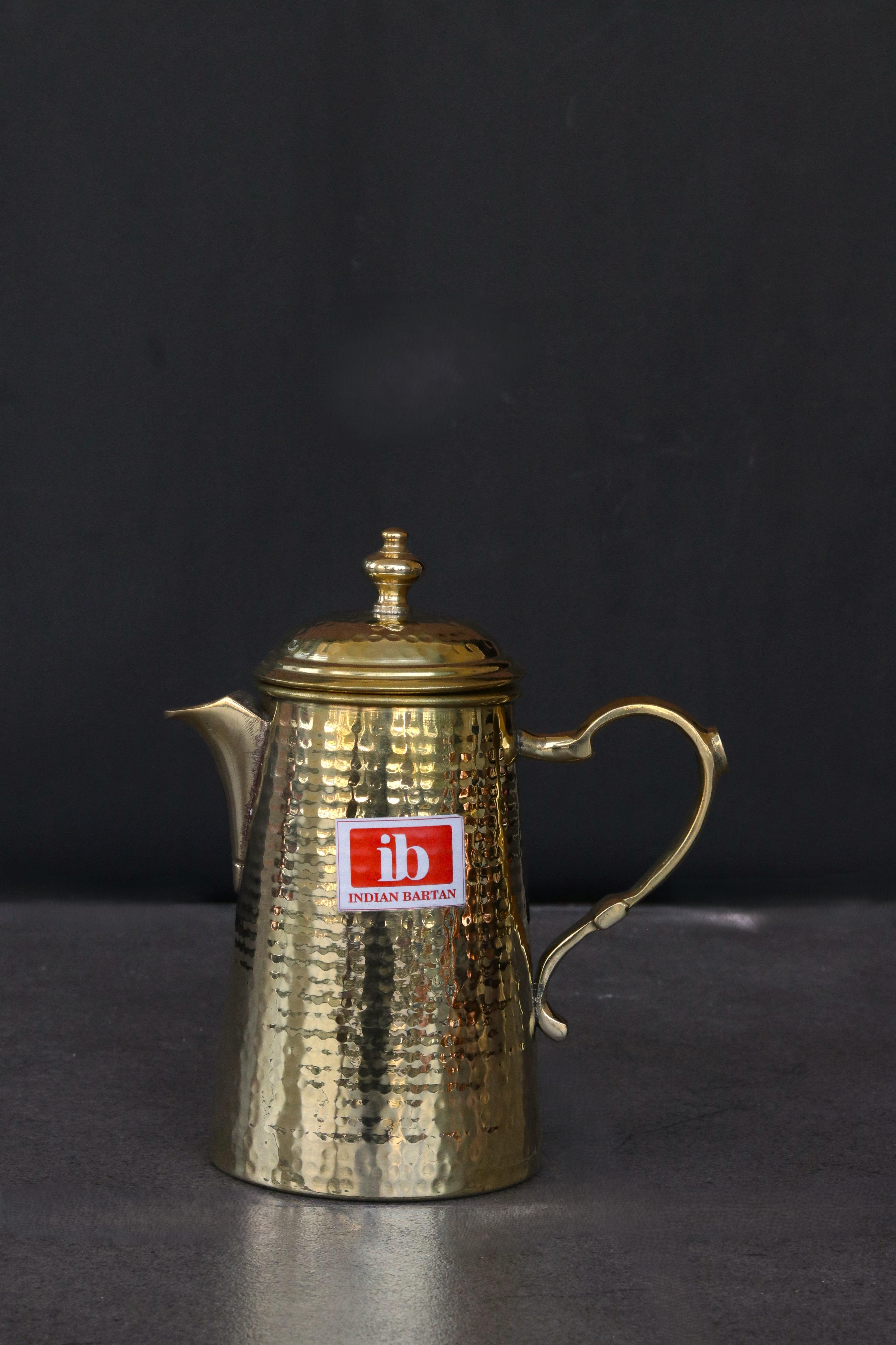Golden Brass Water Jug With Lid For Home & Kitchen | Peetal Bartan