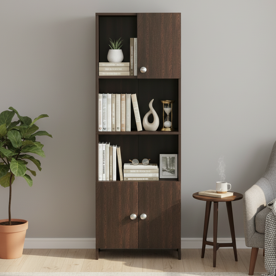 Bookshelf with Doors and Storage Cabinet - Stenza