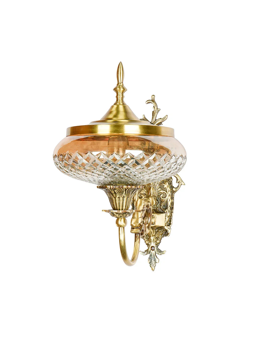 Regal Antique Brass Wall Sconce with Golden Luster Covered Glass Shade