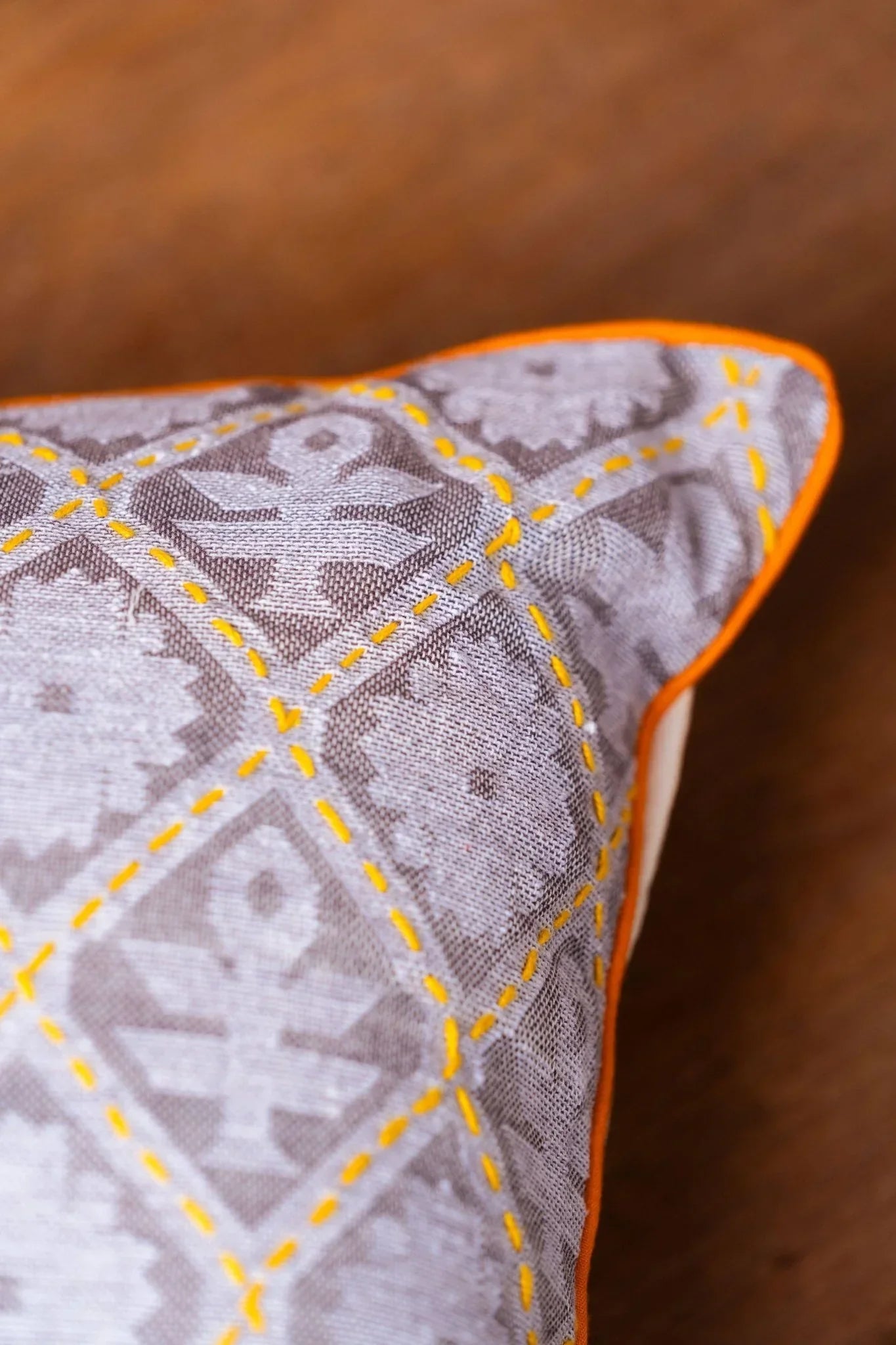 Handwoven Cotton with Kantha Work Cushion Covers