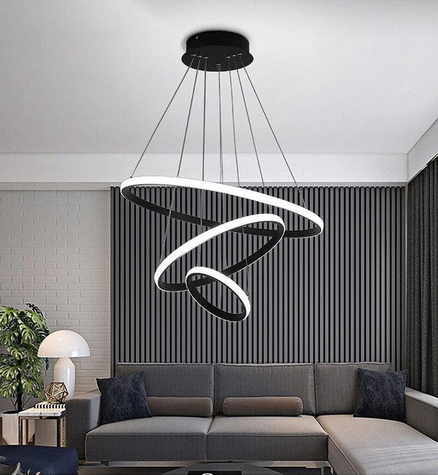 Modern Spiral LED Chandelier Light for Living Room | 3 Color Changing Acrylic Ceiling Hanging Light | Luxury Pendant Light for Home Decor