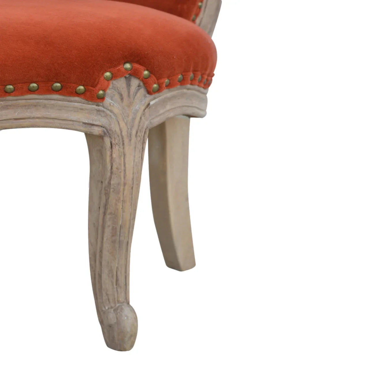 Copy of Velvet Accent Chair | Mango Wood Chair with Studded Design | Accent Chair for Living Room
